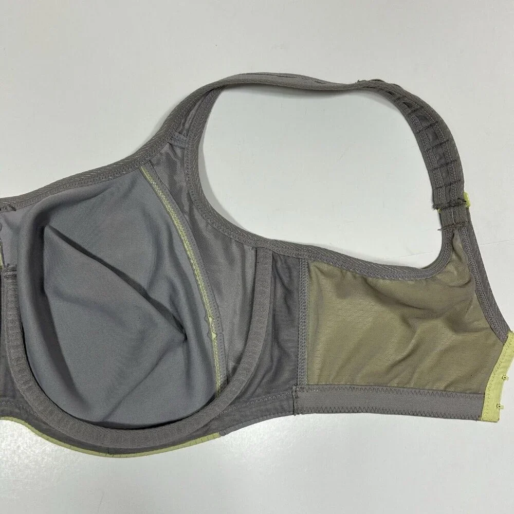Lunaire 267-11 Seamless Underwire Sports Bra Mesh Womens 36DDD Yellow Gray Flaw - Picture 7 of 9